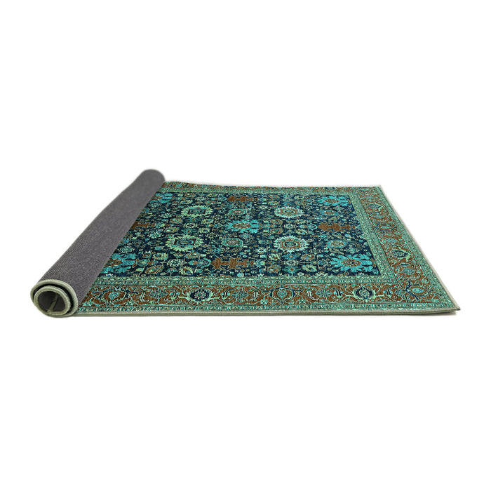 Sideview of Oriental Turquoise Industrial Rug, urb1804turq