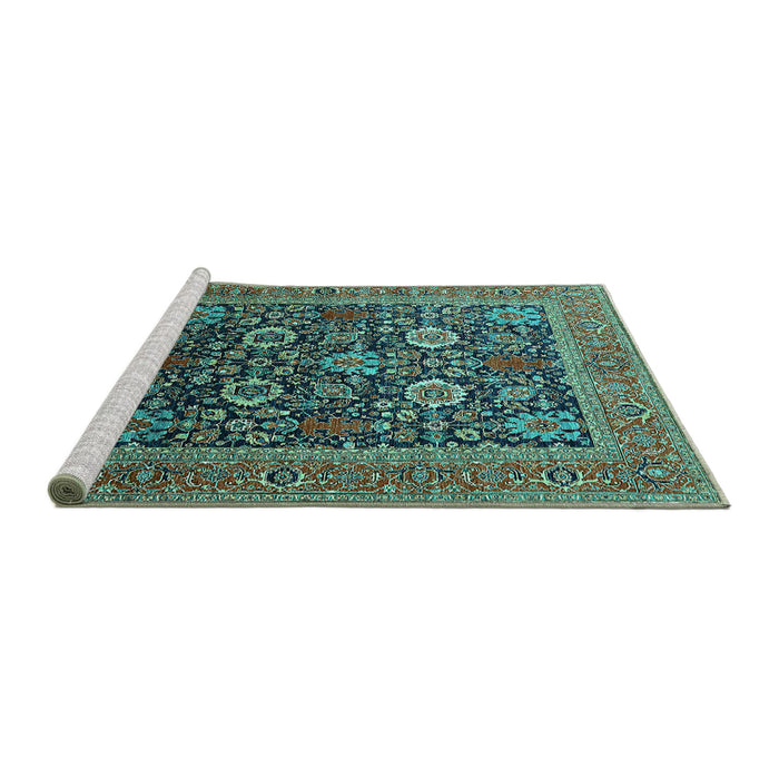 Sideview of Machine Washable Oriental Turquoise Industrial Area Rugs, wshurb1804turq