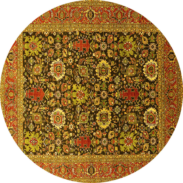 Round Oriental Yellow Industrial Rug, urb1804yw