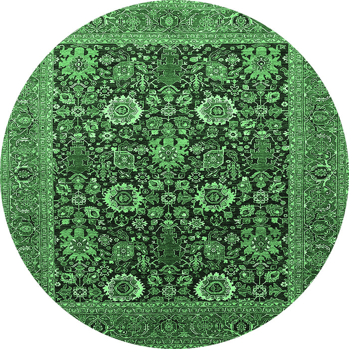 Round Oriental Emerald Green Industrial Rug, urb1804emgrn