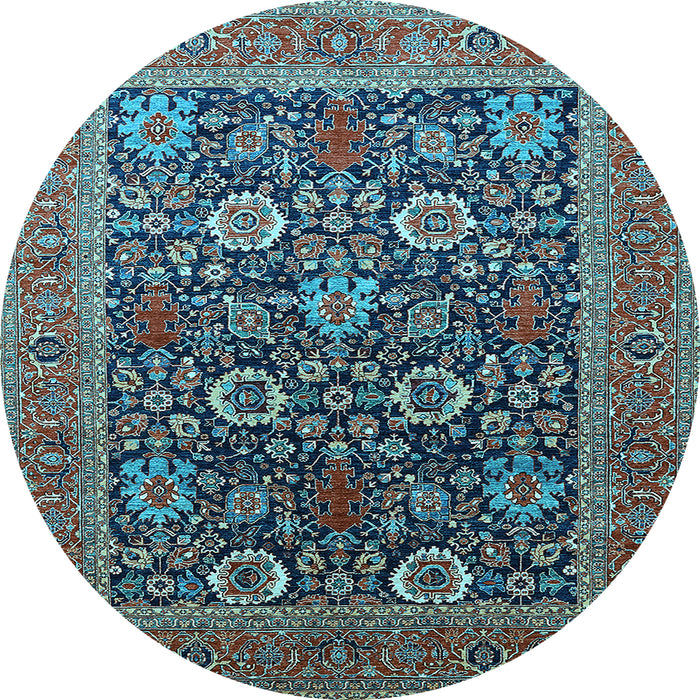 Round Oriental Light Blue Industrial Rug, urb1804lblu