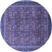 Round Machine Washable Oriental Blue Industrial Rug, wshurb1805blu
