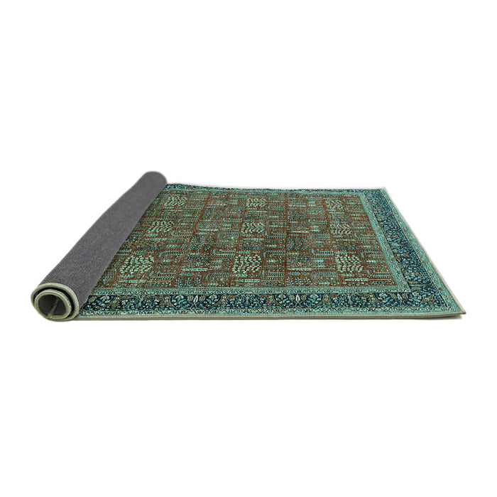 Sideview of Oriental Turquoise Industrial Rug, urb1805turq