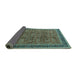 Sideview of Oriental Turquoise Industrial Rug, urb1805turq