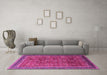 Machine Washable Oriental Pink Industrial Rug in a Living Room, wshurb1805pnk