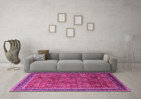 Machine Washable Oriental Pink Industrial Rug, wshurb1805pnk