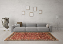 Machine Washable Oriental Brown Industrial Rug in a Living Room,, wshurb1805brn