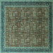 Square Oriental Turquoise Industrial Rug, urb1805turq