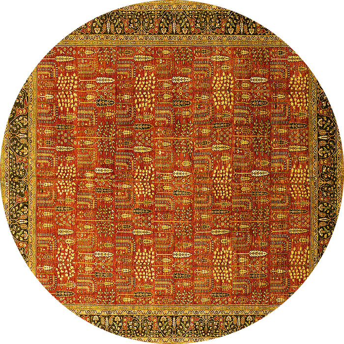 Round Oriental Yellow Industrial Rug, urb1805yw