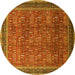 Round Oriental Yellow Industrial Rug, urb1805yw