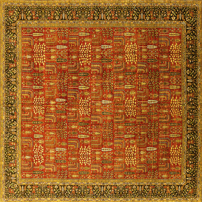 Square Machine Washable Oriental Yellow Industrial Rug, wshurb1805yw