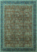 Machine Washable Oriental Turquoise Industrial Area Rugs, wshurb1805turq