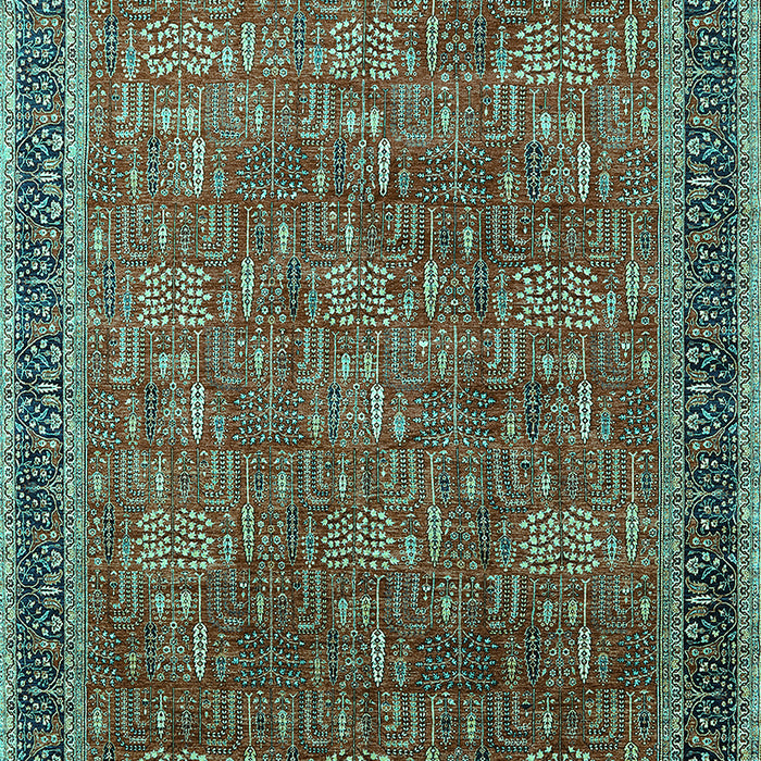 Machine Washable Oriental Turquoise Industrial Area Rugs, wshurb1805turq