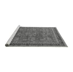 Sideview of Machine Washable Oriental Gray Industrial Rug, wshurb1805gry
