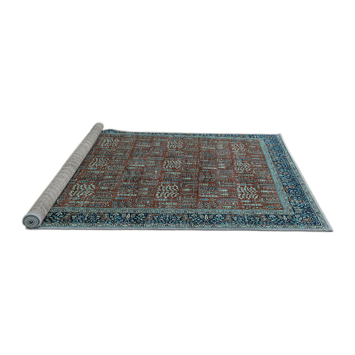 Sideview of Machine Washable Oriental Light Blue Industrial Rug, wshurb1805lblu