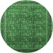 Round Machine Washable Oriental Emerald Green Industrial Area Rugs, wshurb1805emgrn