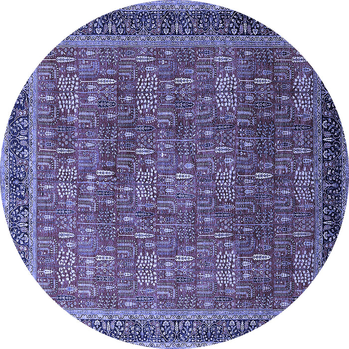 Round Oriental Blue Industrial Rug, urb1805blu