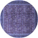 Round Oriental Blue Industrial Rug, urb1805blu