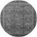 Round Machine Washable Oriental Gray Industrial Rug, wshurb1805gry