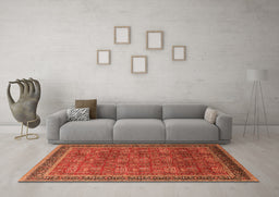 Machine Washable Oriental Orange Industrial Area Rugs in a Living Room, wshurb1805org