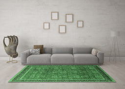 Machine Washable Oriental Emerald Green Industrial Area Rugs in a Living Room,, wshurb1805emgrn