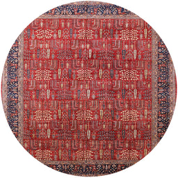 Round Mid-Century Modern Light Copper Gold Oriental Rug, urb1805