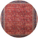 Round Mid-Century Modern Light Copper Gold Oriental Rug, urb1805