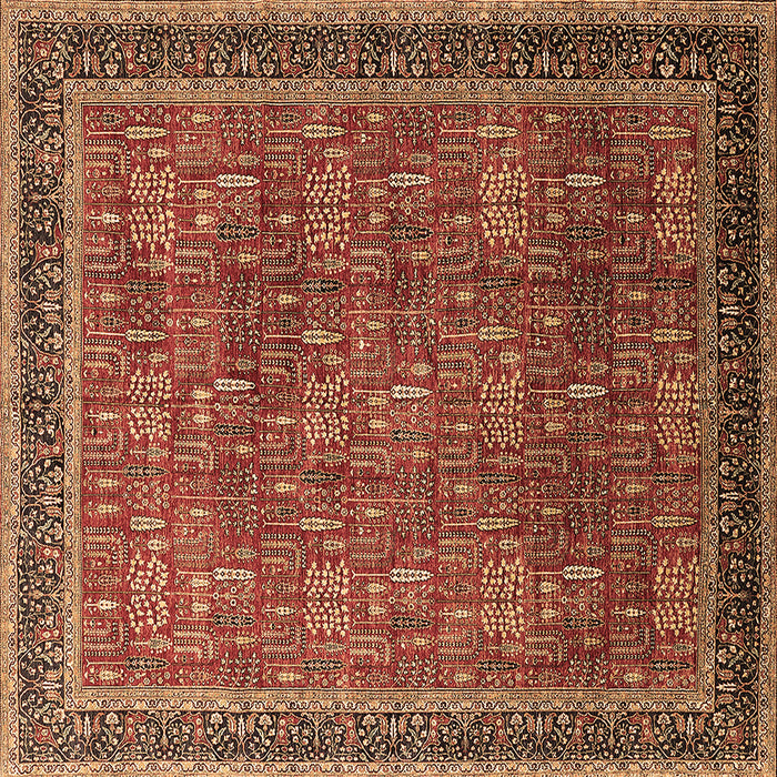 Square Machine Washable Oriental Brown Industrial Rug, wshurb1805brn