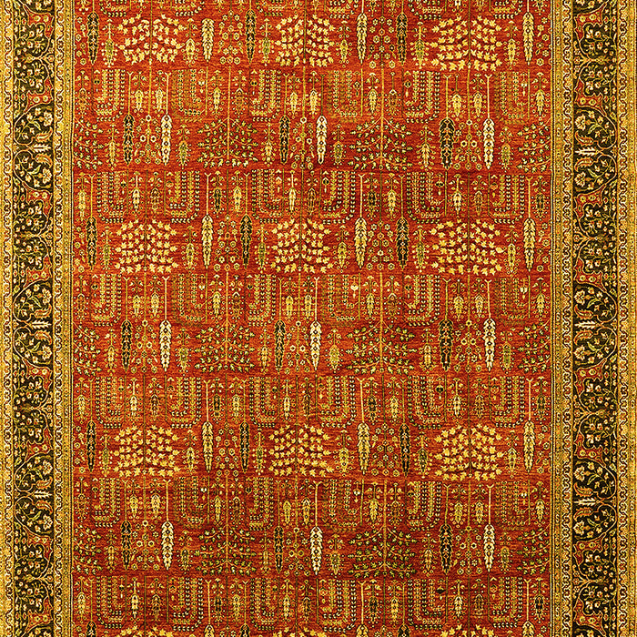 Machine Washable Oriental Yellow Industrial Rug, wshurb1805yw