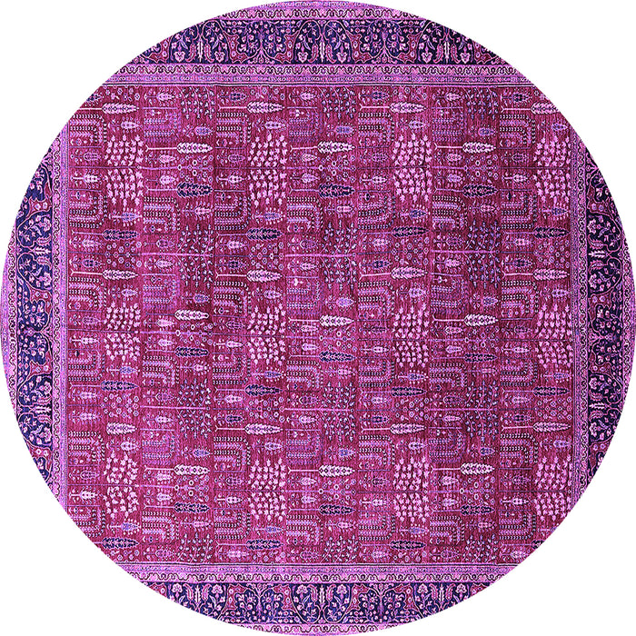 Round Machine Washable Oriental Purple Industrial Area Rugs, wshurb1805pur