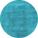 Round Oriental Light Blue Industrial Rug, urb1806lblu