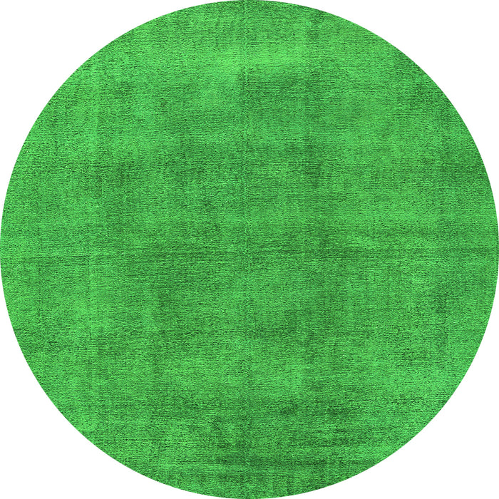 Round Machine Washable Oriental Green Industrial Area Rugs, wshurb1806grn
