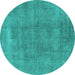 Round Oriental Turquoise Industrial Rug, urb1806turq