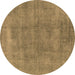 Round Oriental Brown Industrial Rug, urb1806brn