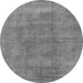 Round Oriental Gray Industrial Rug, urb1806gry