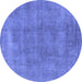 Round Oriental Blue Industrial Rug, urb1806blu