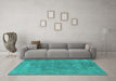 Machine Washable Oriental Turquoise Industrial Area Rugs in a Living Room,, wshurb1806turq