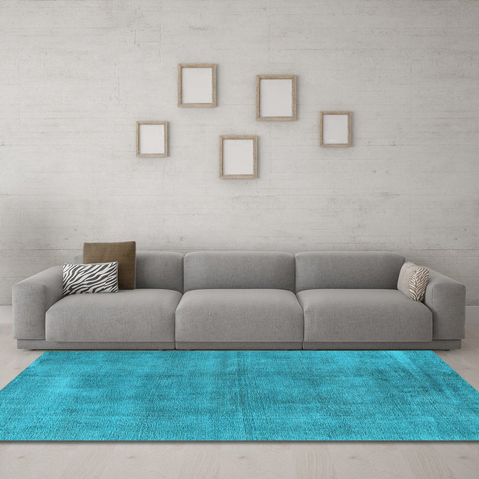 Machine Washable Oriental Light Blue Industrial Rug in a Living Room, wshurb1806lblu