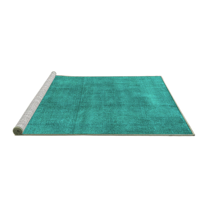 Sideview of Machine Washable Oriental Turquoise Industrial Area Rugs, wshurb1806turq