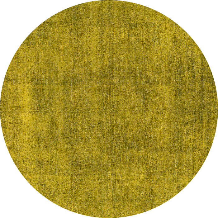Round Oriental Yellow Industrial Rug, urb1806yw