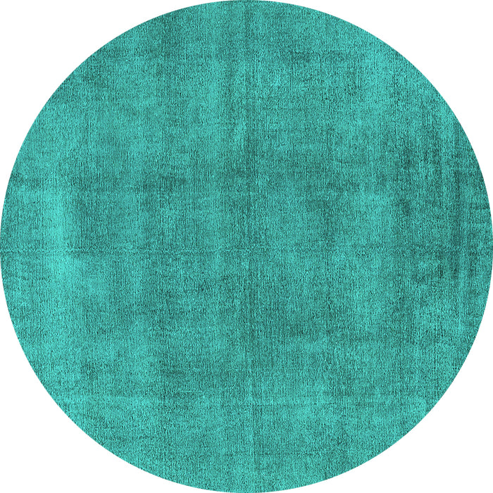 Round Machine Washable Oriental Turquoise Industrial Area Rugs, wshurb1806turq