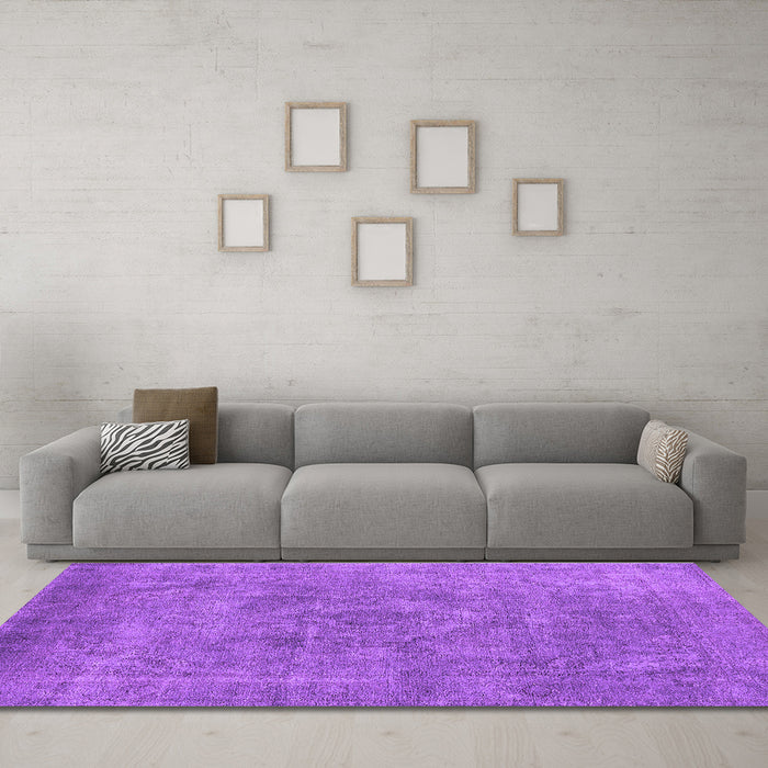Machine Washable Oriental Purple Industrial Area Rugs in a Living Room, wshurb1807pur