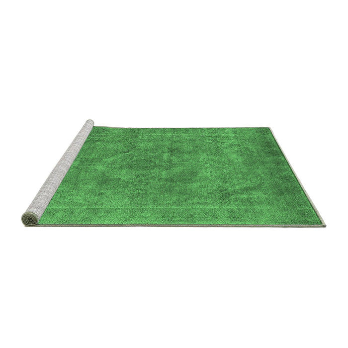 Sideview of Machine Washable Oriental Emerald Green Industrial Area Rugs, wshurb1807emgrn