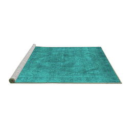 Sideview of Machine Washable Oriental Turquoise Industrial Area Rugs, wshurb1807turq