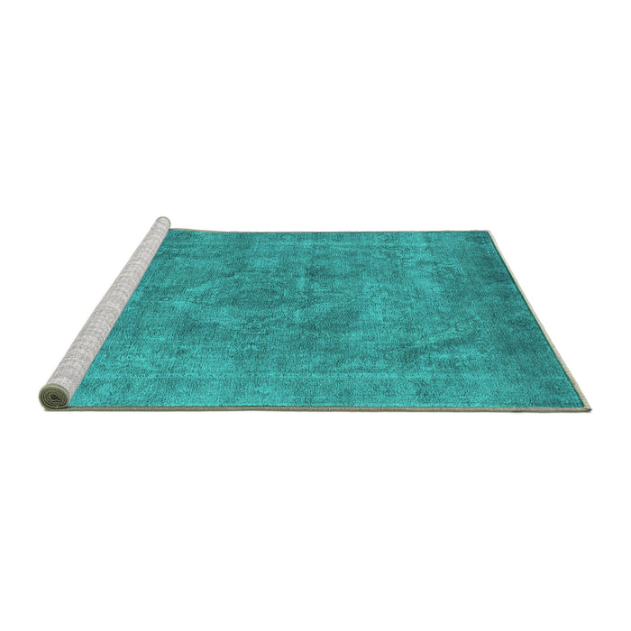 Sideview of Machine Washable Oriental Turquoise Industrial Area Rugs, wshurb1807turq