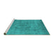 Sideview of Machine Washable Oriental Turquoise Industrial Area Rugs, wshurb1807turq