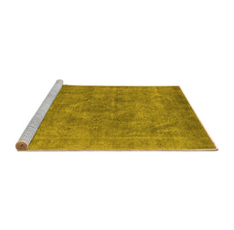 Sideview of Machine Washable Oriental Yellow Industrial Rug, wshurb1807yw