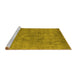 Sideview of Machine Washable Oriental Yellow Industrial Rug, wshurb1807yw