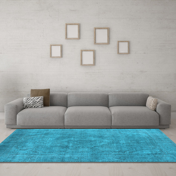 Machine Washable Oriental Light Blue Industrial Rug in a Living Room, wshurb1807lblu