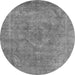 Round Oriental Gray Industrial Rug, urb1807gry